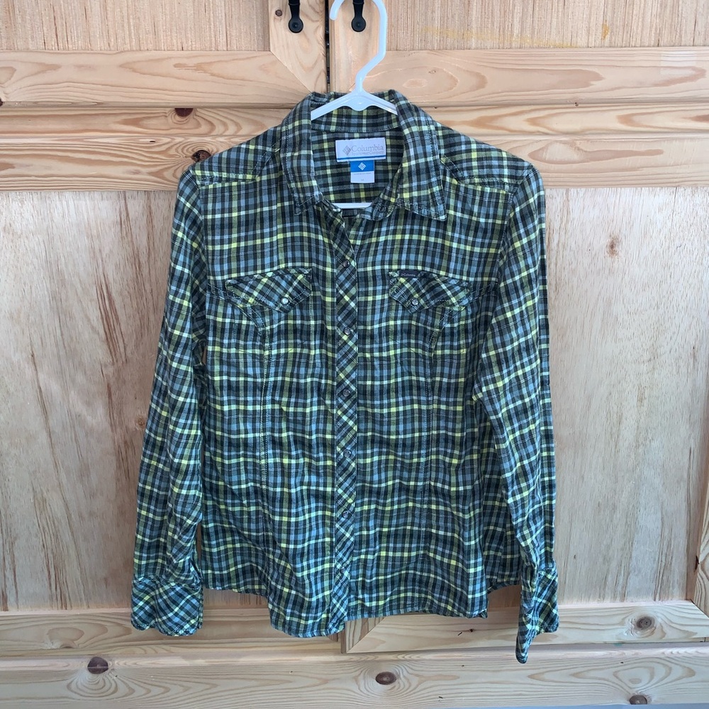 Columbia plaid flannel western shirt size M